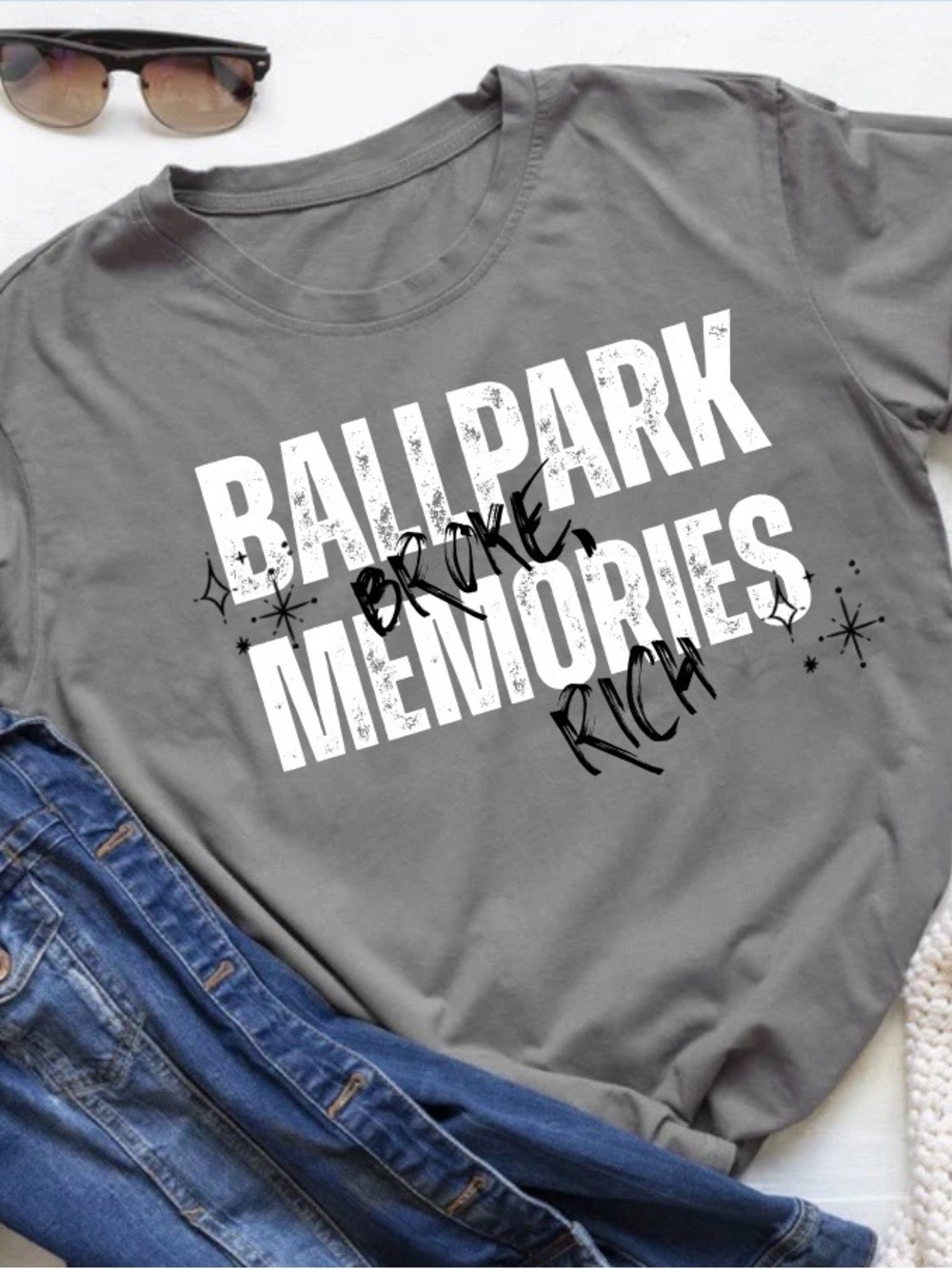 Gildan Gray "Ballpark Memories" Short Sleeve Tee